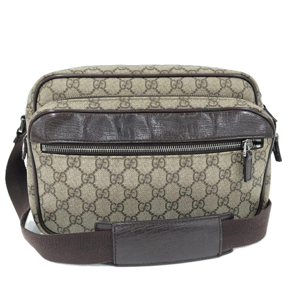Gucci Shoulder Bag GG Supreme Leather Brown